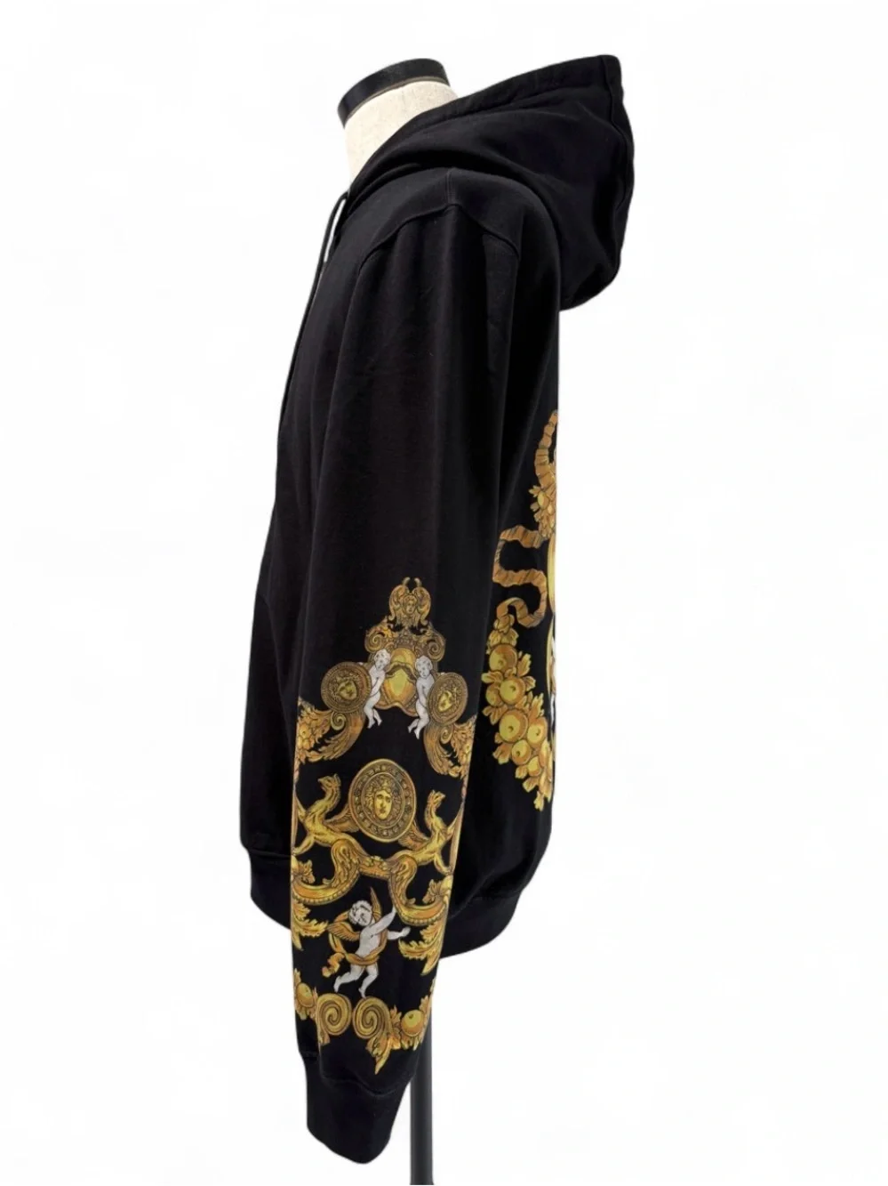 Versace Barocco Print Black Zipper Hoodie Size Medium. Excelent Condition